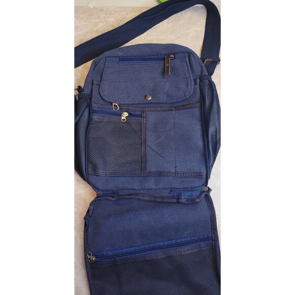 Ciana Mens multifunctional canvas bag crossbody travel blue pockets toiletries - Picture 4 of 8